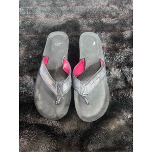 Coach Jolene Leather Platform Signature Flip Flop Sandals 8 B Signature C Black